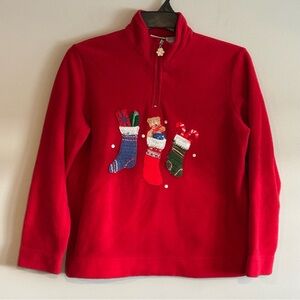 White Stag Festive Red Quarter-Zip Pullover Fleece  Women’s Small 4/6